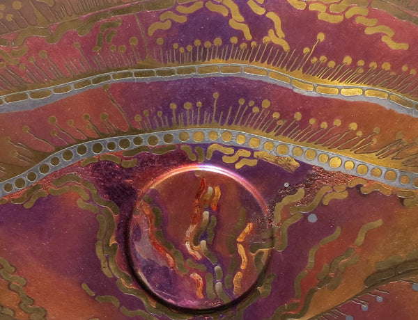 Vintage 1970s Lee and Naomi Peck Large Wall Art Metal Charger Signed by Both Artists