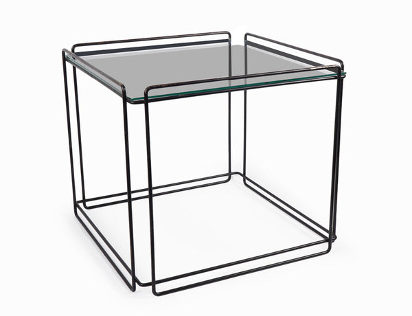 Vintage 1970s Max Sauze Isosceles End Tables With Smoked Glass Top - a Pair