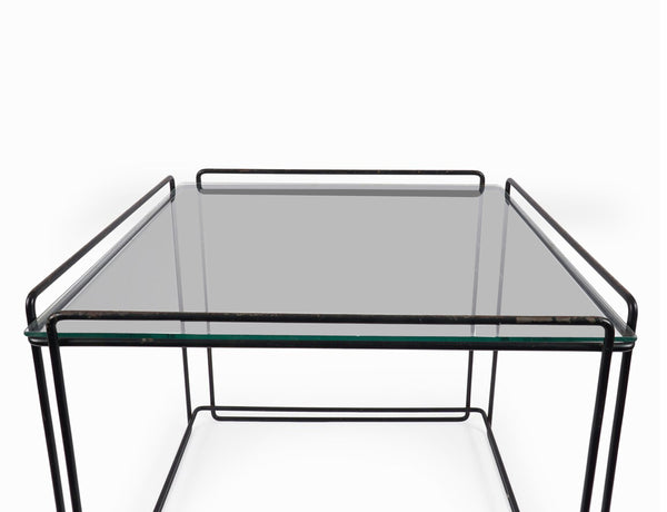 Vintage 1970s Max Sauze Isosceles End Tables With Smoked Glass Top - a Pair