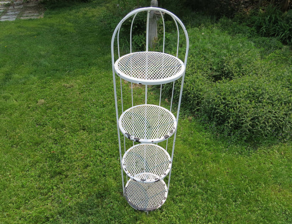 edgebrookhouse Vintage 1970s Solid Wrought Iron 4-Tier Dome Top Plant Stand / Shelving
