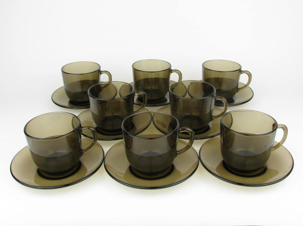 edgebrookhouse - Vintage 1970s Vereco France Smoke Brown Glass Dinnerware Set - 40 Pieces