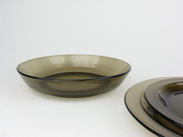 edgebrookhouse - Vintage 1970s Vereco France Smoke Brown Glass Dinnerware Set - 40 Pieces