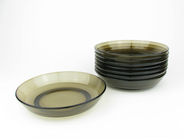 edgebrookhouse - Vintage 1970s Vereco France Smoke Brown Glass Dinnerware Set - 40 Pieces