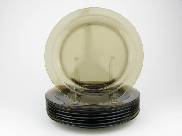 edgebrookhouse - Vintage 1970s Vereco France Smoke Brown Glass Dinnerware Set - 40 Pieces