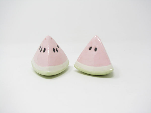 Vintage 1980s Ceramic Watermelon Shaped Salt & Pepper Shakers