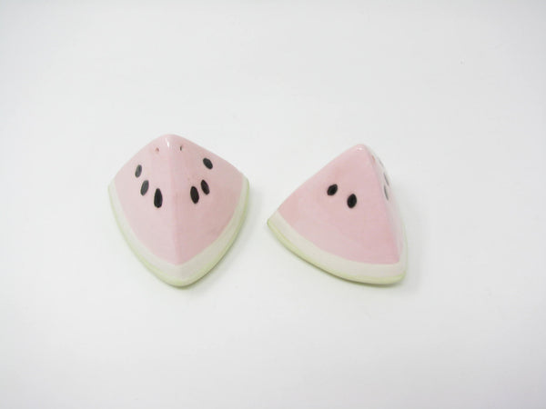 Vintage 1980s Ceramic Watermelon Shaped Salt & Pepper Shakers