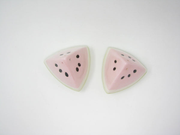 Vintage 1980s Ceramic Watermelon Shaped Salt & Pepper Shakers