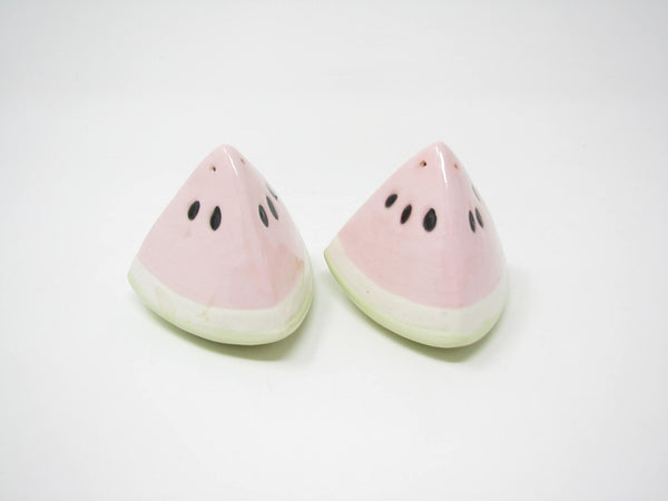 Vintage 1980s Ceramic Watermelon Shaped Salt & Pepper Shakers