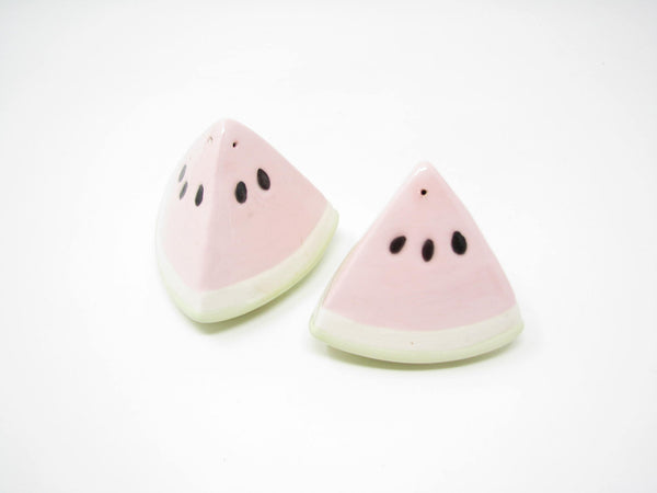 Vintage 1980s Ceramic Watermelon Shaped Salt & Pepper Shakers