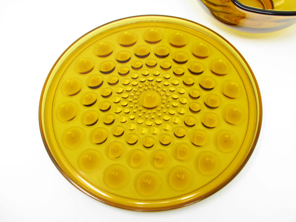 edgebrookhouse - Vintage Amber Hobnail Glass Platter and Ruffled Serving Bowl - 2 Pieces