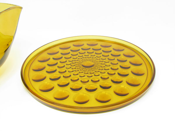 edgebrookhouse - Vintage Amber Hobnail Glass Platter and Ruffled Serving Bowl - 2 Pieces