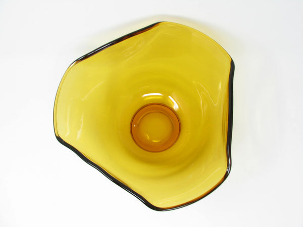 edgebrookhouse - Vintage Amber Hobnail Glass Platter and Ruffled Serving Bowl - 2 Pieces