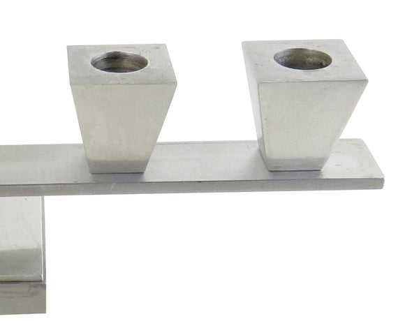 Vintage Art Deco Brushed Aluminum 5-Lights Candle Holders on 4-Pillars - a Pair