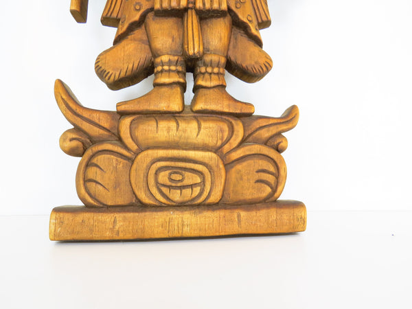 edgebrookhouse Vintage Aztec or Mayan Carved Wooden Panel / Wall Sculpture of a Warrior