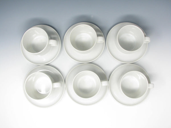 Vintage Isamu Kenmochi for Trend Pacific Bauhaus White Stoneware Cups and Saucers - 12 Pieces