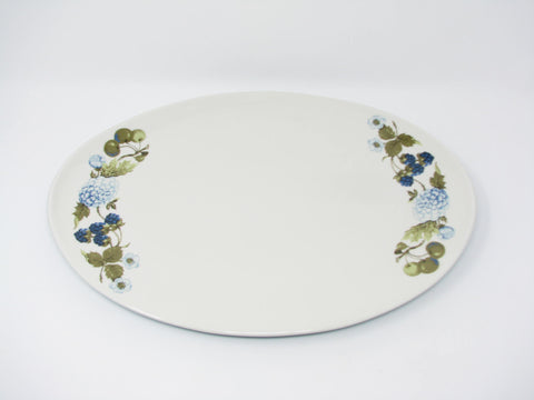 Vintage Ben Seibel Iroquois Impromptu Blue Vineyard Platter with Fruit & Floral Pattern