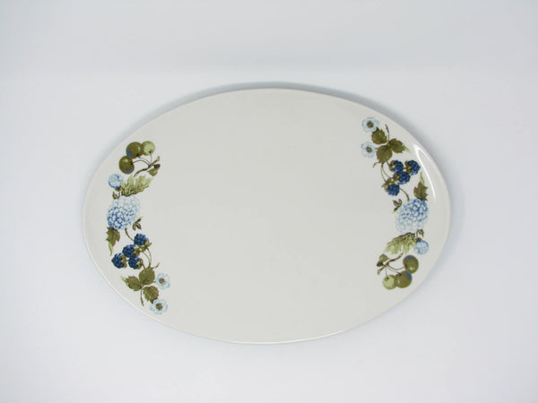edgebrookhouse Vintage Ben Seibel Iroquois Impromptu Blue Vineyard Platter with Fruit & Floral Pattern