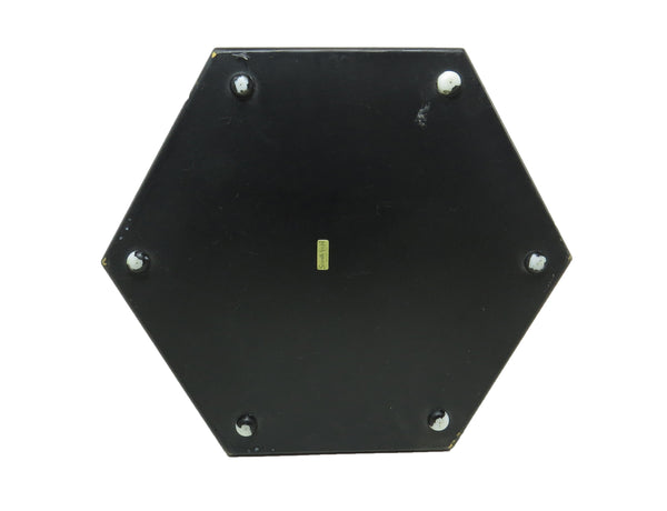 Vintage Black Lacquer Hexagon Pedestal With Floral Motif