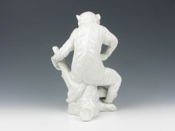 Vintage Blanc de Chine Monkey on Tree Sculpture