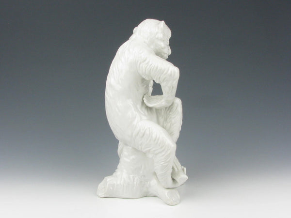 Vintage Blanc de Chine Monkey on Tree Sculpture