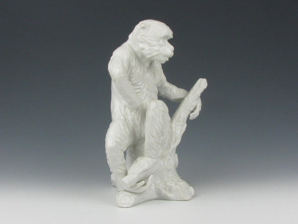 Vintage Blanc de Chine Monkey on Tree Sculpture