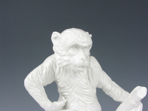 Vintage Blanc de Chine Monkey on Tree Sculpture