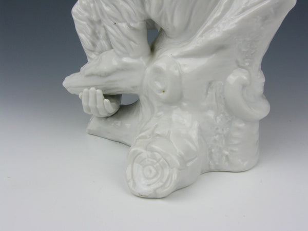 Vintage Blanc de Chine Monkey on Tree Sculpture