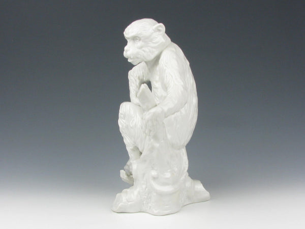 Vintage Blanc de Chine Monkey on Tree Sculpture