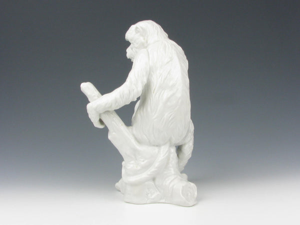 Vintage Blanc de Chine Monkey on Tree Sculpture