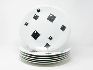 edgebrookhouse Vintage Block Bidasoa Spain Meteor Dinner Plates with Organic Shape and Metallic Geometric Design - 6 Pieces