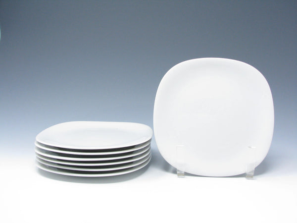Vintage Block Transitions White Square Dessert or Bread Plates - 8 Pieces