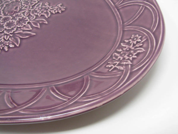 Vintage Bordallo Pinheiro Maroon Purple Floral Platter