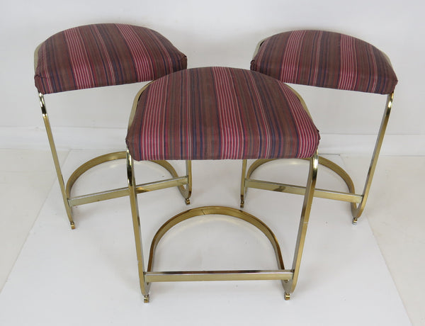 edgebrookhouse - Vintage Brass Plated Cantilever Counter Stools by Cal-Style Furniture - Set of 3