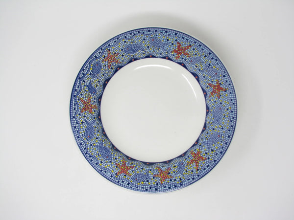 Vintage Brunelli Italy Mosaic Fish Ceramic Rimmed Bowls - 5 Pieces