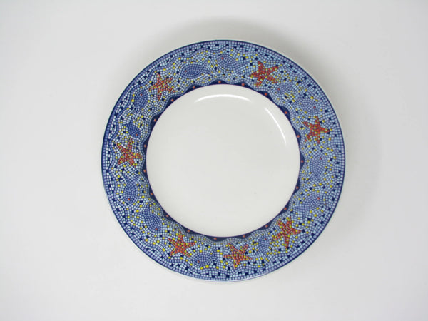 Vintage Brunelli Italy Mosaic Fish Ceramic Rimmed Bowls - 5 Pieces