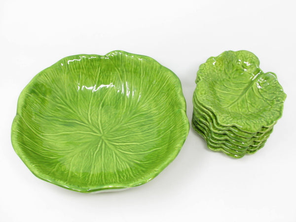 edgebrookhouse Vintage Cabbage or Lettuce Shaped Ceramic Serving Bowl Shallow Dish Set - 8 Pieces