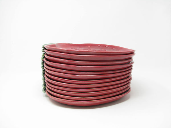 Vintage Cemar California Pottery Strawberry Dinner Plates - 12 Pieces