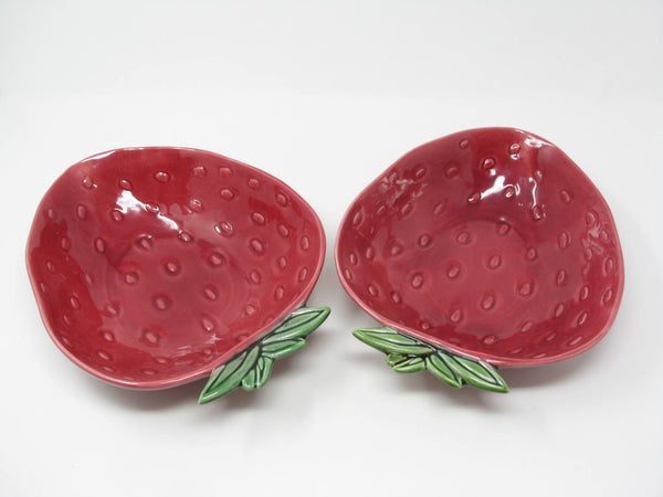 Vintage Cemar California Pottery Strawberry Large Serving Bowls - 2 Pieces