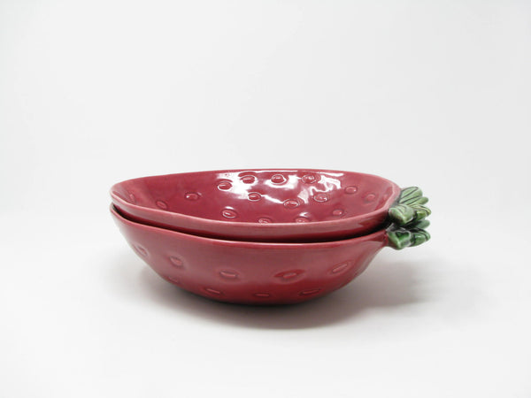 Vintage Cemar California Pottery Strawberry Large Serving Bowls - 2 Pieces