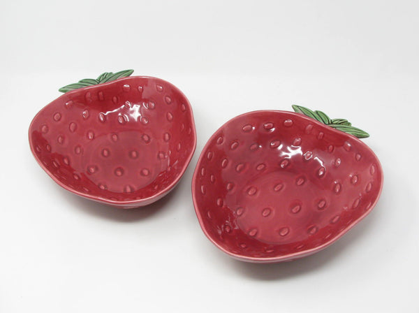 Vintage Cemar California Pottery Strawberry Large Serving Bowls - 2 Pieces