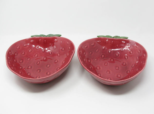 Vintage Cemar California Pottery Strawberry Large Serving Bowls - 2 Pieces