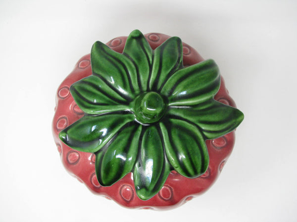 Vintage Cemar California Pottery Strawberry Lidded Cookie Jar or Canister