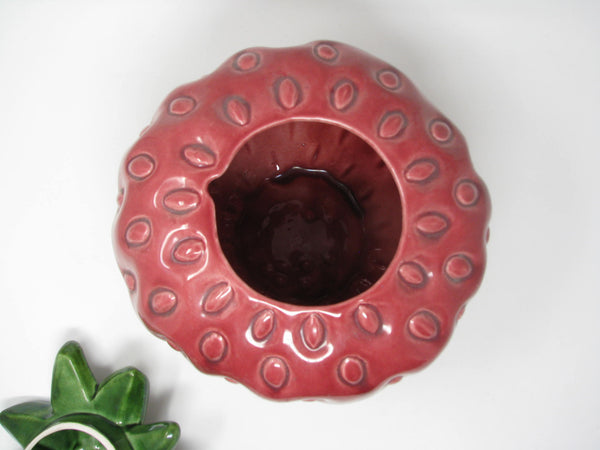 Vintage Cemar California Pottery Strawberry Lidded Cookie Jar or Canister