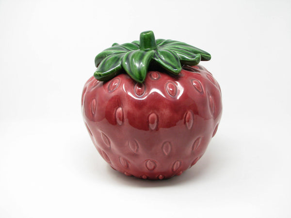 Vintage Cemar California Pottery Strawberry Lidded Cookie Jar or Canister