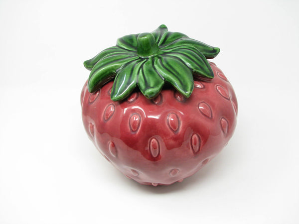 Vintage Cemar California Pottery Strawberry Lidded Cookie Jar or Canister