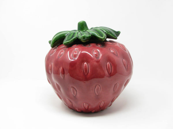 Vintage Cemar California Pottery Strawberry Lidded Cookie Jar or Canister