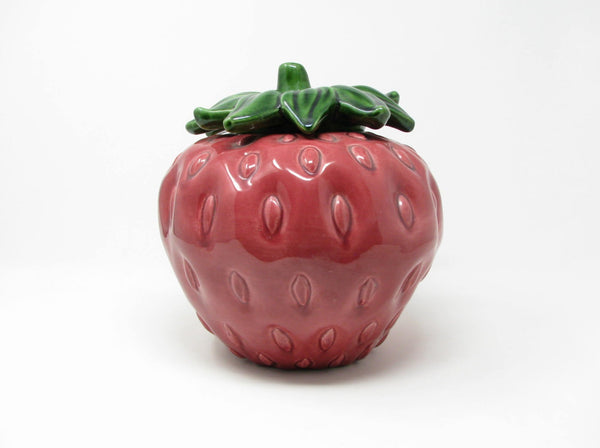 Vintage Cemar California Pottery Strawberry Lidded Cookie Jar or Canister