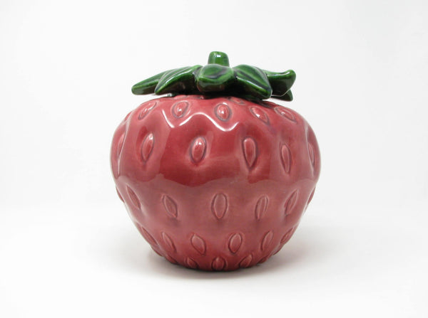 Vintage Cemar California Pottery Strawberry Lidded Cookie Jar or Canister