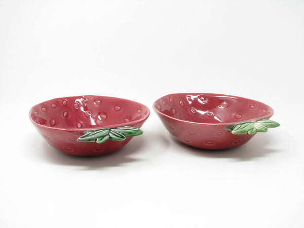 Vintage Cemar California Pottery Strawberry Medium Serving Bowls - 2 Pieces