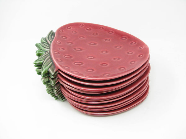 Vintage Cemar California Pottery Strawberry Salad Plates - 12 Pieces